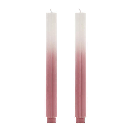 Hestia Set of 2 Ombre Dinner Candles - Pink & White