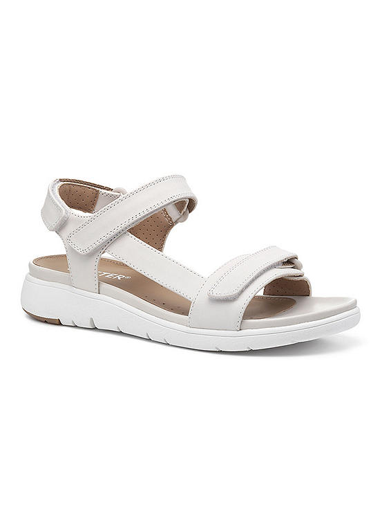 Hotter Flaunt White Leather Adjustable Ring Embellished Sandals | Freemans