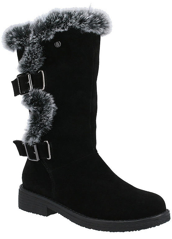 Hush Puppies Black Megan Wide Boots | Freemans