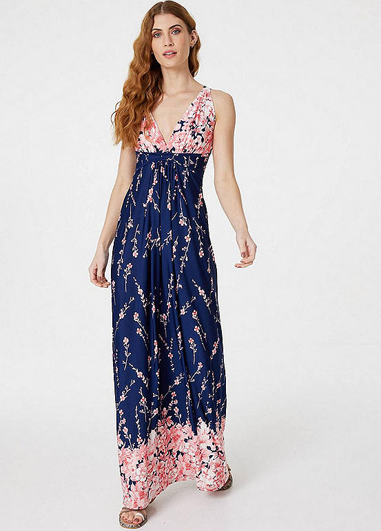 Izabel London Floral V-Neck A-Line Maxi Dress | Freemans