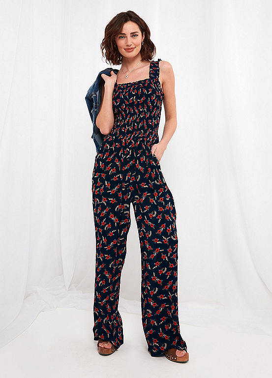 florence powder blue spot jumpsuit