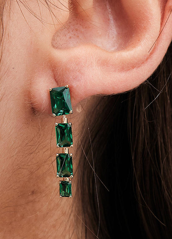 Jon Richard Gold Plated & Emerald Cubic Zirconia Multi Stone Drop