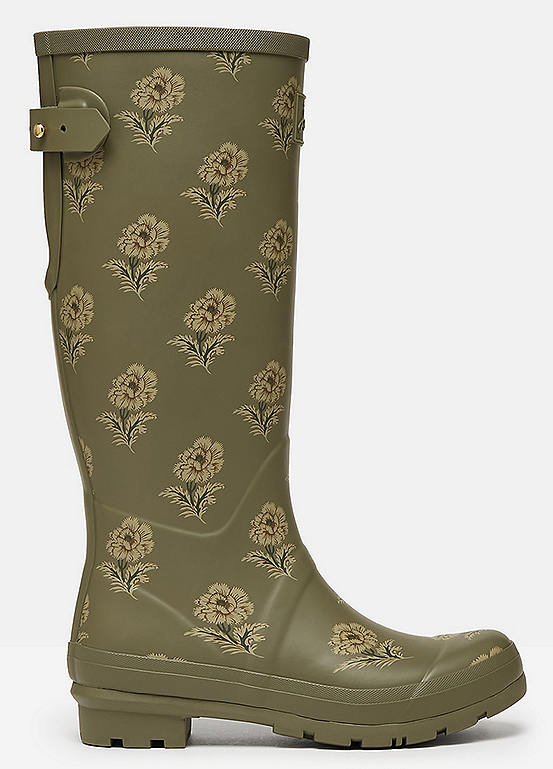 Joules Welly Green Floral Print Adjustable Tall Wellies | Freemans