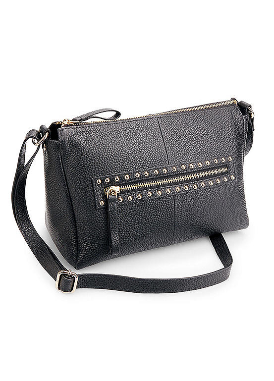 Kaleidoscope Black Leather Baguette Shoulder Bag Freemans
