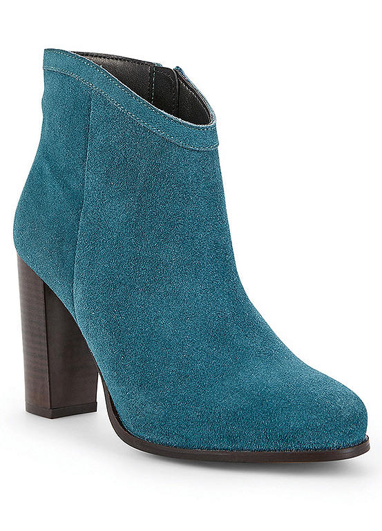Kaleidoscope Forest Green Suede Block Heel Ankle Boots Freemans