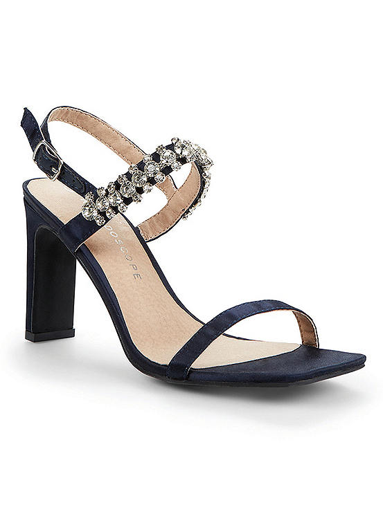 Kaleidoscope Navy Blue Square Toe Jewel Sandals | Freemans