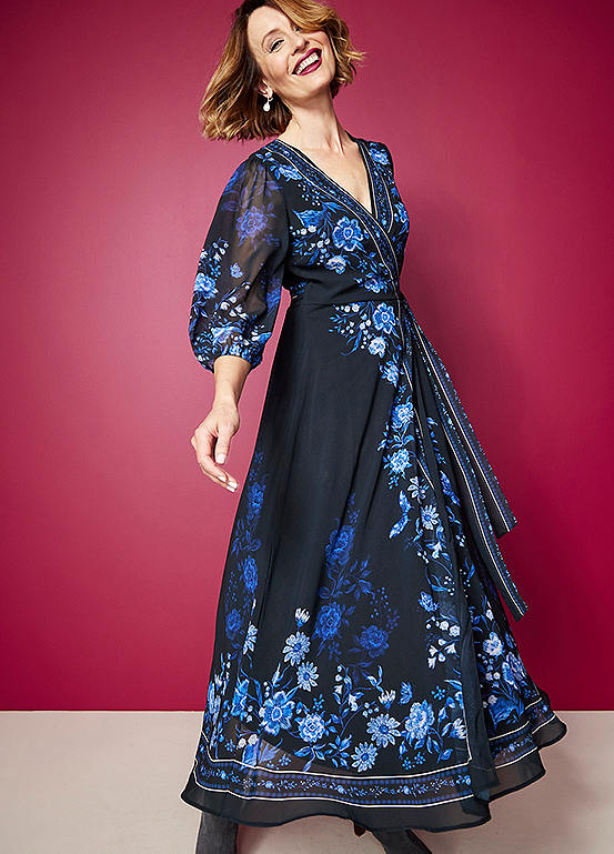 Kaleidoscope Printed Wrap Dress Freemans