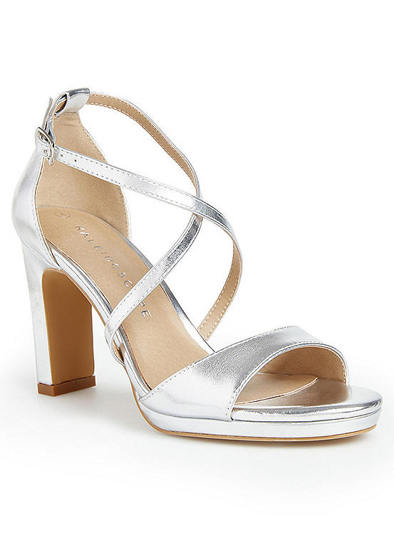 Kaleidoscope Silver Cross Strap Metallic Sandals Freemans
