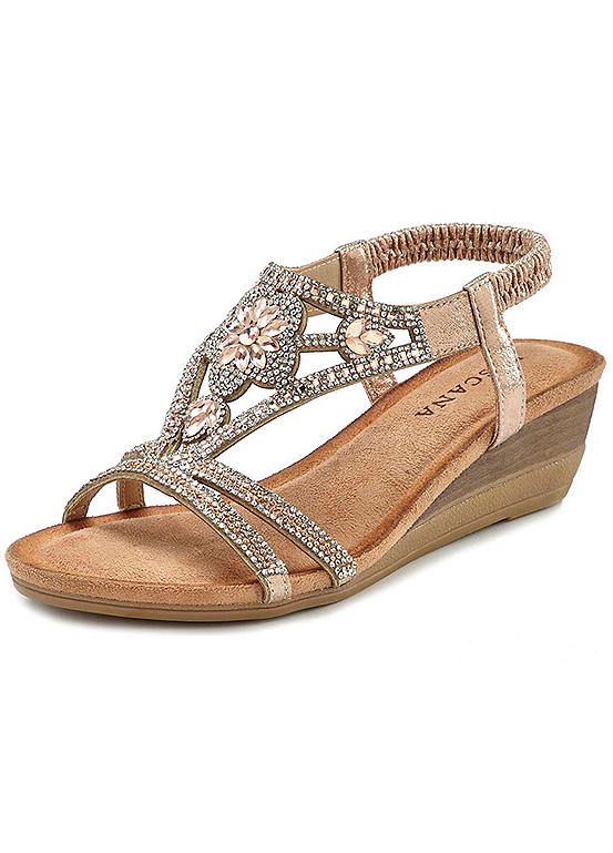 LASCANA Gem Embellished Wedge Sandals | Freemans