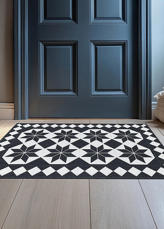 Likewise Rugs Likewise Rugs & Matting Black Victorian Vintage Mat | Freemans