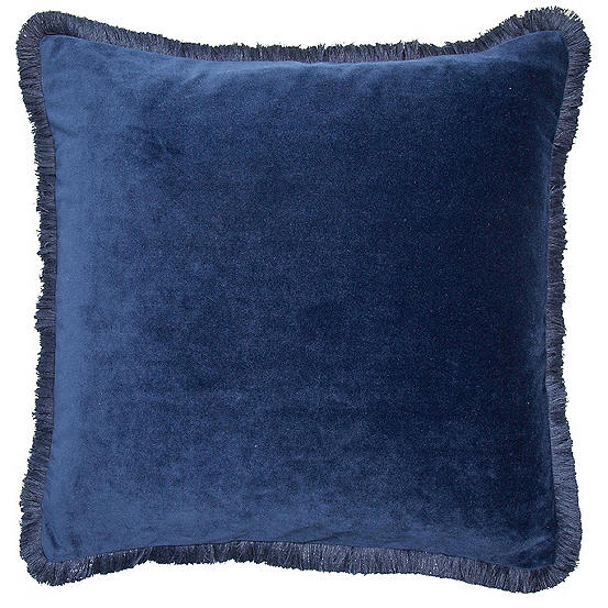 Malini Navy Meghan 45 x 45 cm Filled Cushion with Side Fringes