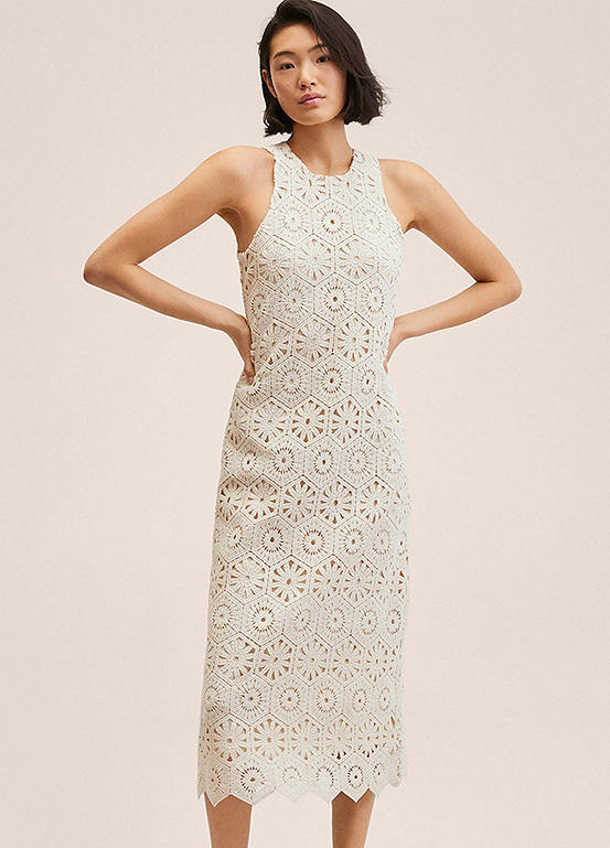 Mango Crochet Cotton Midi Dress Freemans