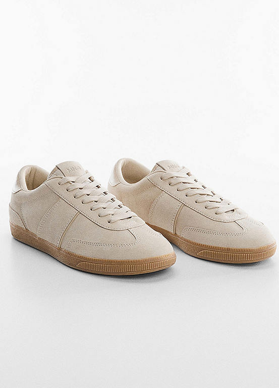 Mango Punto Natural White Leather Contrast Sole Sports Shoes | Freemans