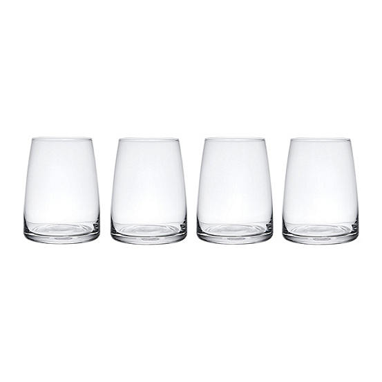 Mikasa Palermo 4 Piece Crystal Glass Stemless Wine Glass Set