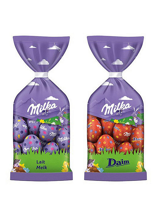 Milka 2 Pack Solid Milk Chocolate & Daim Mini Easter Eggs | Freemans