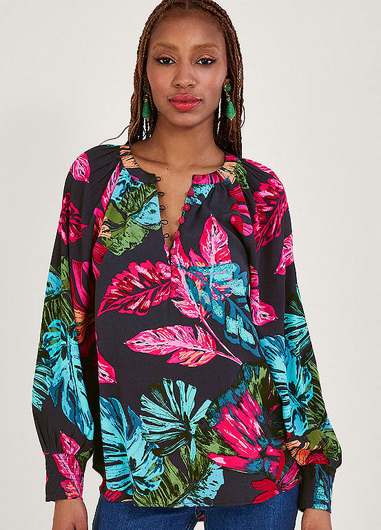 Monsoon Bria Palm Print Blouse in Sustainable Viscose | Freemans