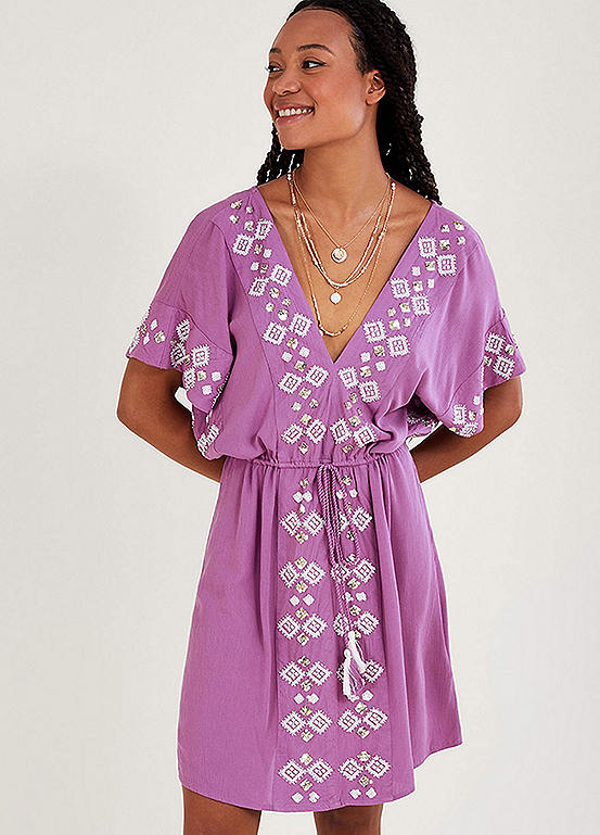 Embellished V Neck Kaftan Dress