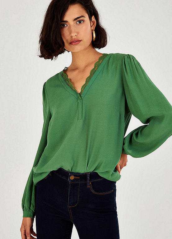 Monsoon Emma Lace Trim Blouse in LENZING™ ECOVERO™ | Freemans