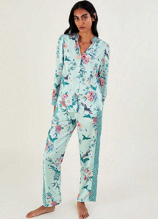 Monsoon Floral Print Satin Pyjama Set Freemans