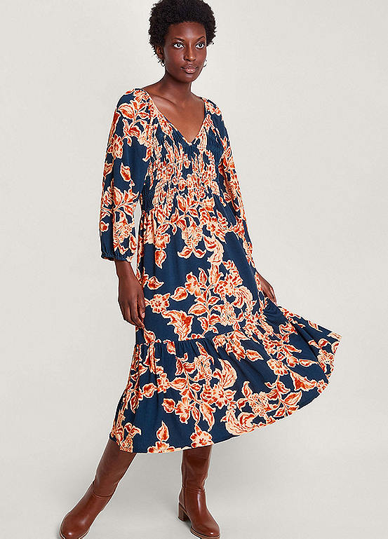 Monsoon Fora Floral Midi Dress | Freemans