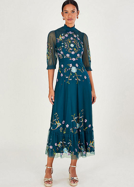 Monsoon Francesca Embroidered Midi Dress | Freemans