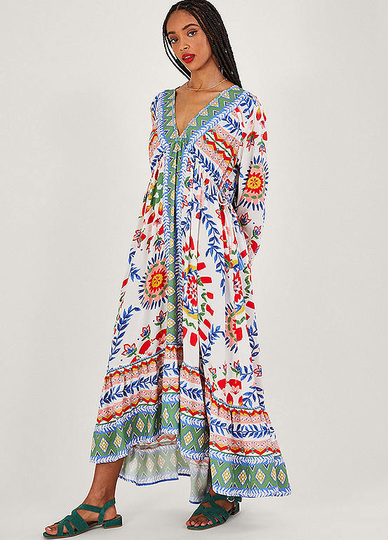 Monsoon Geometric Floral Print Smock Dress | Freemans