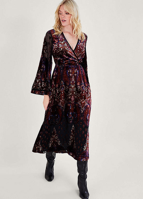 Monsoon Peri Paisley Devore Dress Freemans