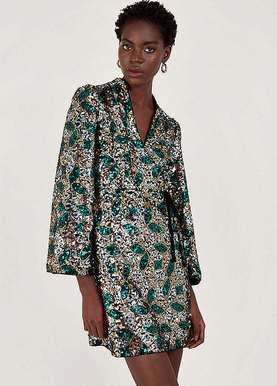 Monsoon Sasha Sequin Wrap Dress | Freemans