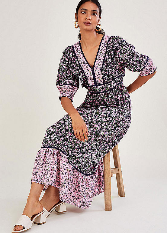 Monsoon V-Neck Blossom Print Dolly Dress | Freemans