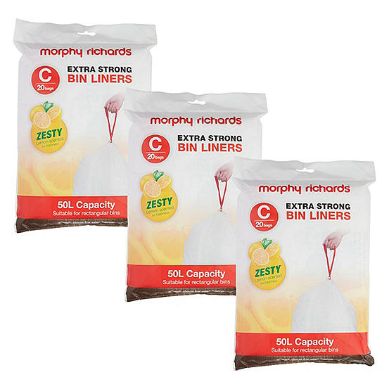 Morphy Richards Lemon Scented Bin Liners for 50 Litre Bins Freemans