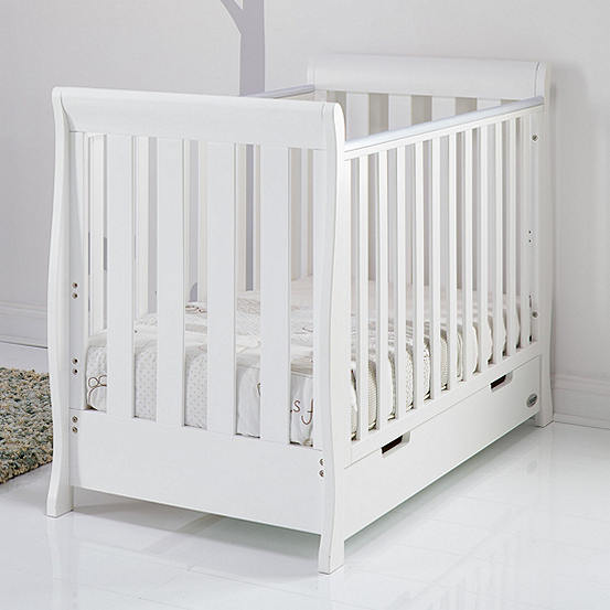 Obaby Stamford Mini Sleigh Cot Bed With Drawer Changing Unit