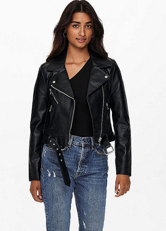 Only Faux Leather Biker Jacket | Freemans