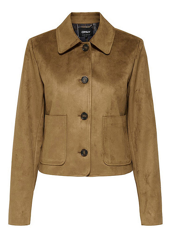 Only - Onlaggie Faux Suede Contrast Jacket - 4960014 Tannin