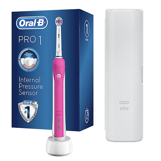 Oral B Pro 1 680 Electric Toothbrush + Bonus Travel Case Pink by OralB Freemans
