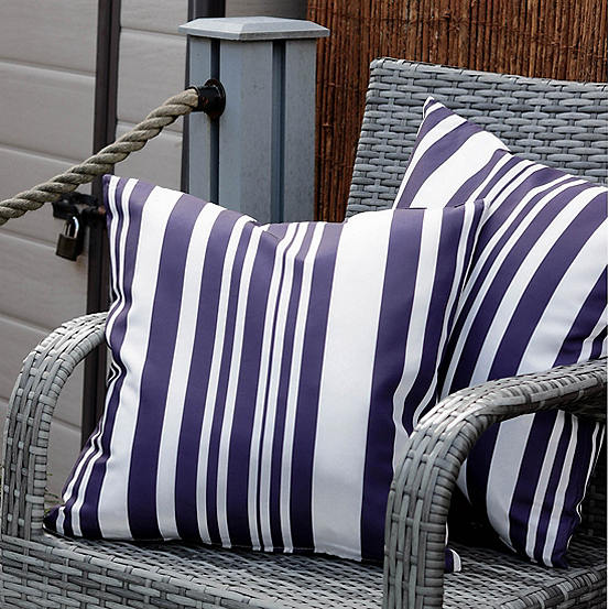 Pair of Blue Stripe Outdoor Scatter Cushions Freemans