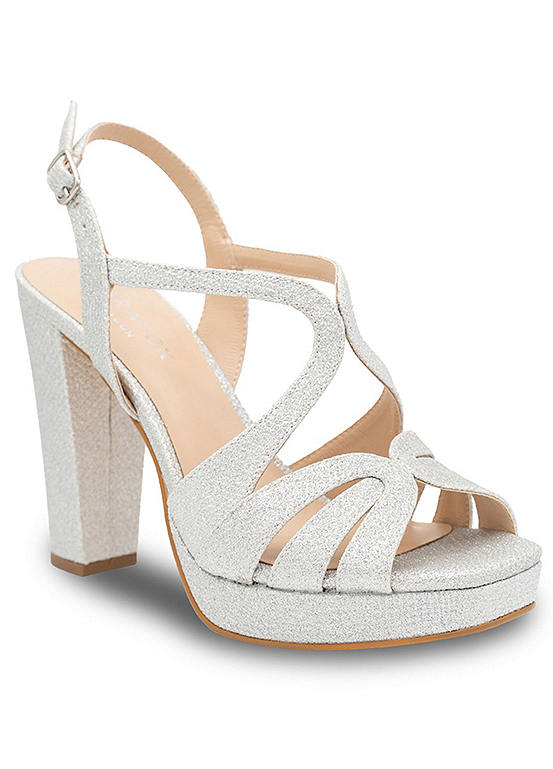 Paradox London Silver Glitter Platform Sandals Freemans