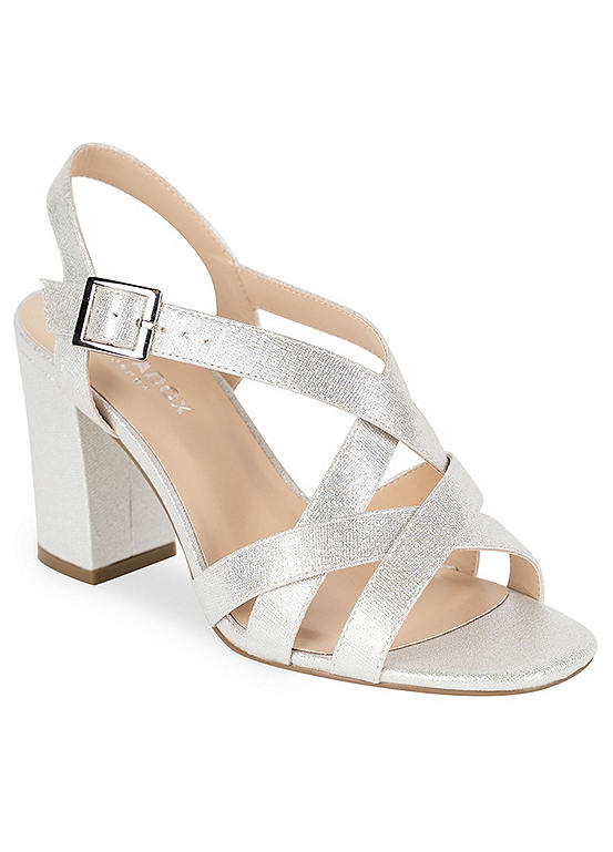 silver wide fit block heel sandals