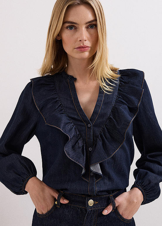 Phase Eight Alexia Denim Ruffle Blouse | Freemans