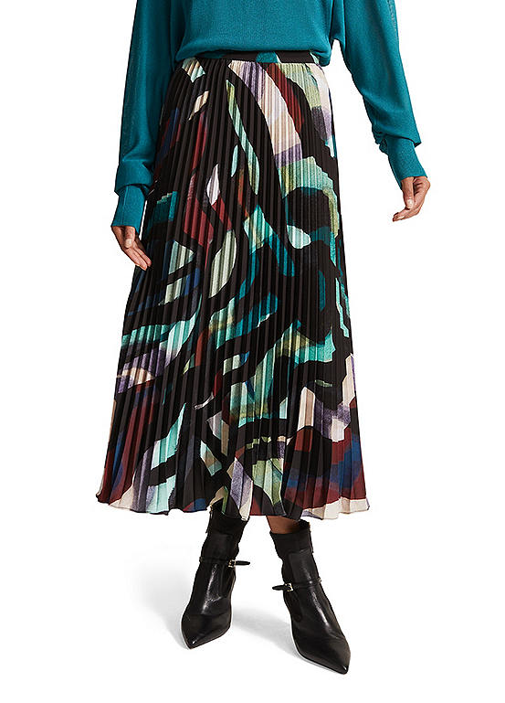 Phase Eight Elmina Abstract Pleated Midi Skirt | Freemans