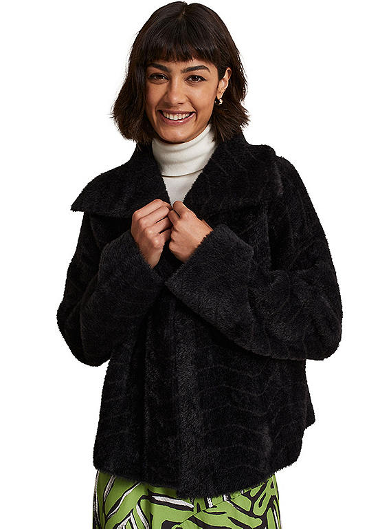 Phase Eight Lucy Black Faux Fur Jacket | Freemans