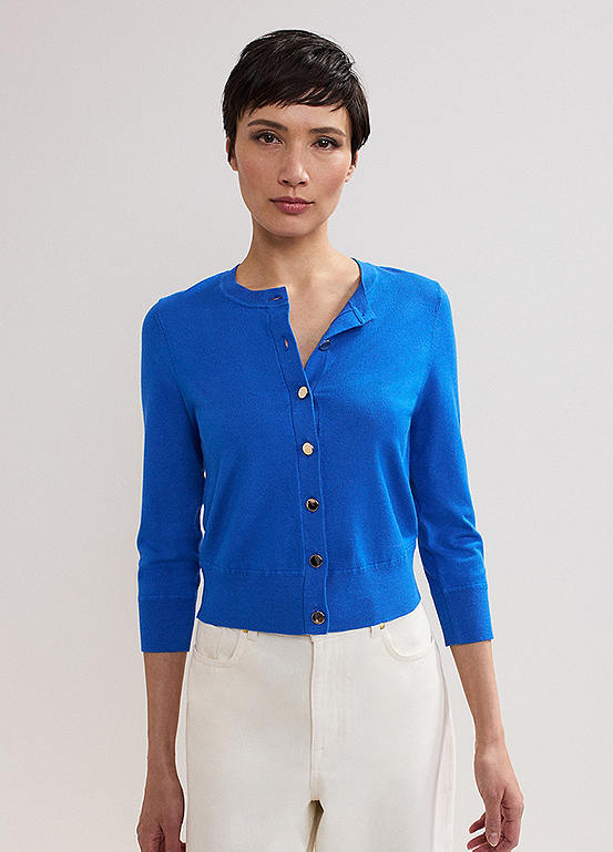 Robin Egg Stripe Collared Button Cardigan