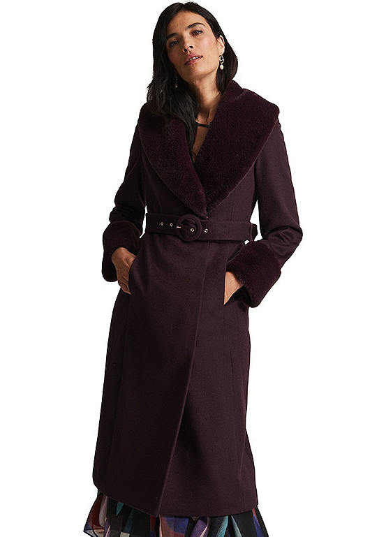 Phase Eight Zylah Faux Fur Collar Wool Smart Coat | Freemans