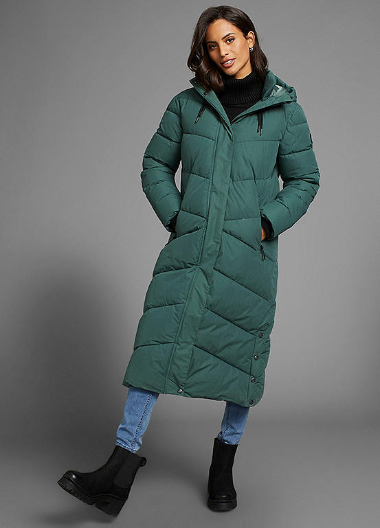 Cappotto Lungo Trapuntato Donna Button Down - Modello A-Line In Nylon
