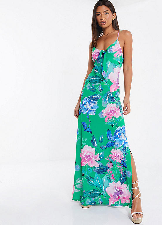 Quiz Scuba Crepe Floral Strappy Maxi Dress | Freemans