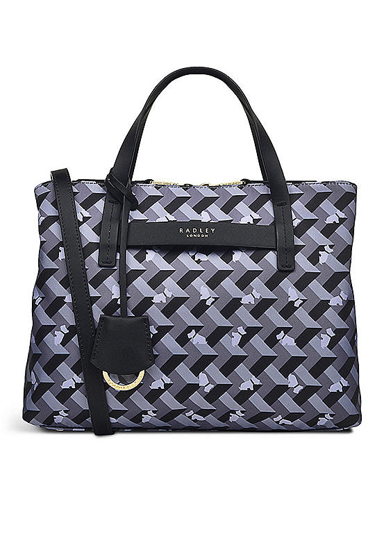 Radley London Grey Finsbury Park Geo Dog Medium ZipTop Multiway Bag Freemans