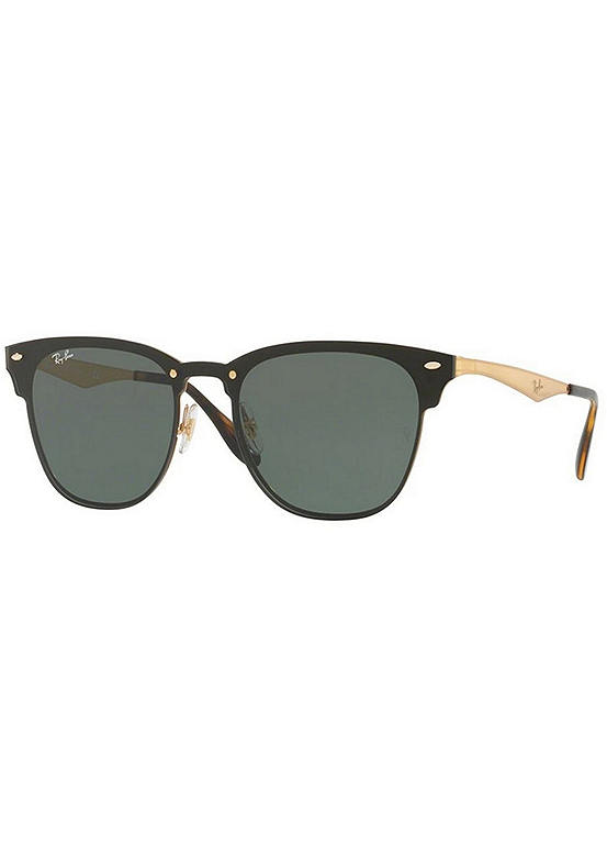 Ray-Ban® Blaze Clubmaster Men's Sunglasses Gold Tone Frame with Grey/Green  Lenses | Freemans