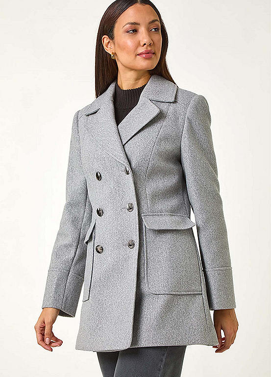 Fleece Double-Breasted Longline Coat
