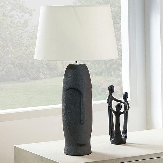 Rushmore Black Textured Ceramic Table Lamp with Face Detail