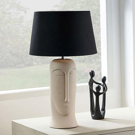 Rushmore Cream Texture Ceramic Table Lamp with Face Detail