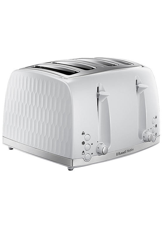 Russell Hobbs Textured 4 Slice Toaster 26070 White Freemans